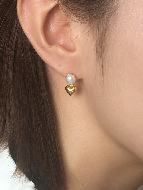 pearl heart earring