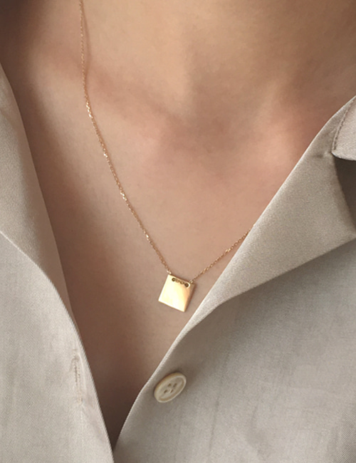 14k gold mood square necklace